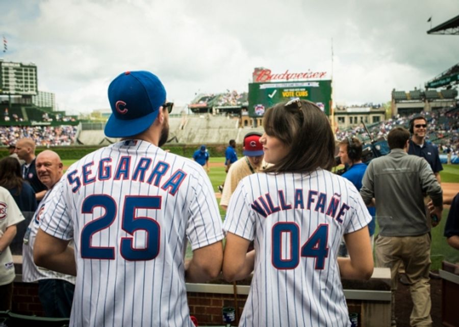 Exclusive Photo Coverage: ON YOUR FEET Stars Ana Villafañe and Josh Segarra Throw Out First Pitch at Chicago Cubs Game Image