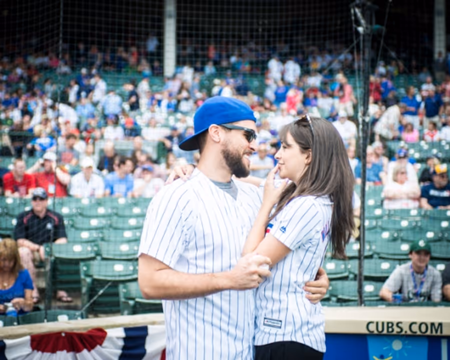 Exclusive Photo Coverage: ON YOUR FEET Stars Ana Villafañe and Josh Segarra Throw Out First Pitch at Chicago Cubs Game Image