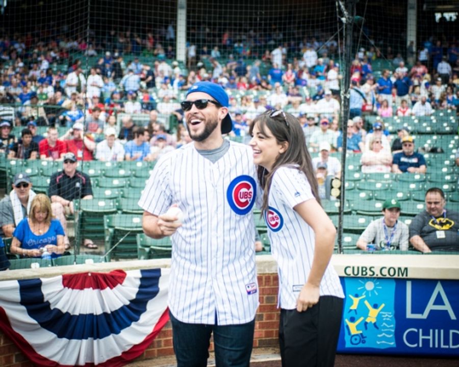 Exclusive Photo Coverage: ON YOUR FEET Stars Ana Villafañe and Josh Segarra Throw Out First Pitch at Chicago Cubs Game Image