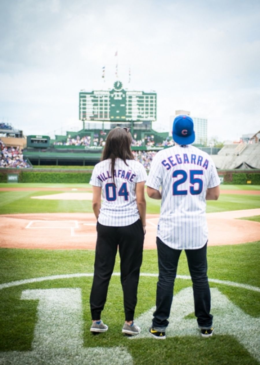 Exclusive Photo Coverage: ON YOUR FEET Stars Ana Villafañe and Josh Segarra Throw Out First Pitch at Chicago Cubs Game Image