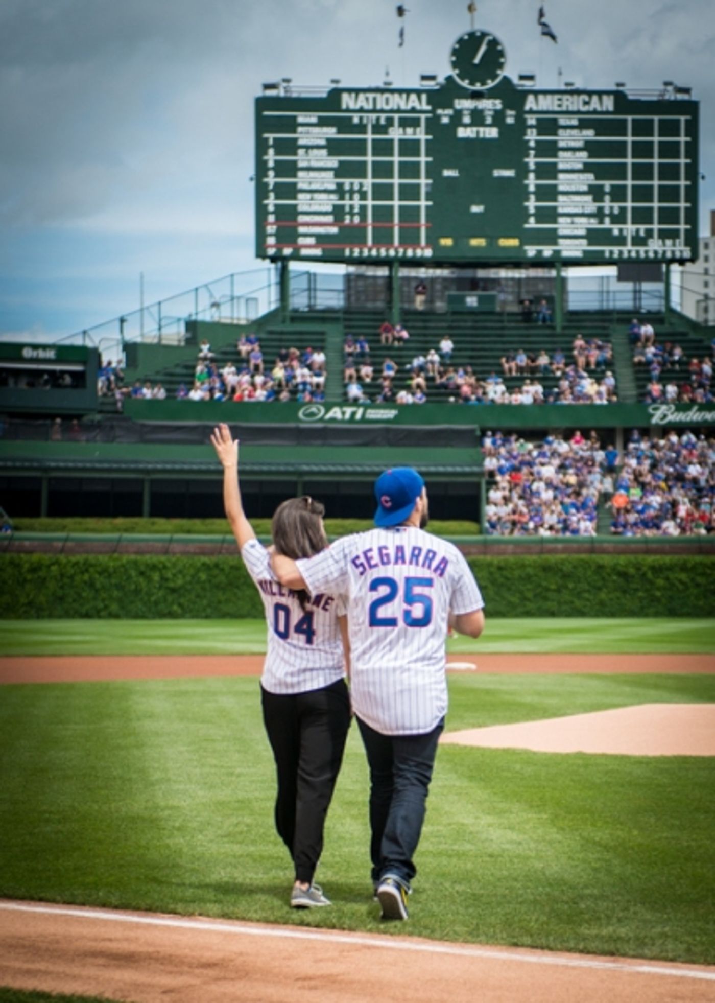 Exclusive Photo Coverage: ON YOUR FEET Stars Ana Villafañe and Josh Segarra Throw Out First Pitch at Chicago Cubs Game  Image
