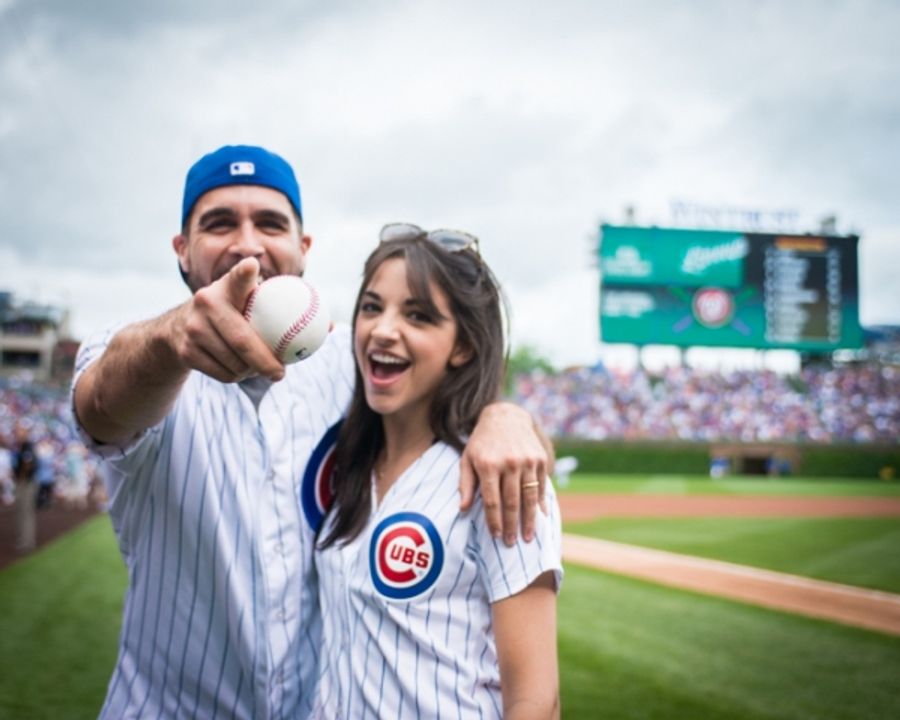 Exclusive Photo Coverage: ON YOUR FEET Stars Ana Villafañe and Josh Segarra Throw Out First Pitch at Chicago Cubs Game Image