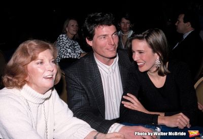 Anne Meara, Christopher Reeve and Dana Reeve on April 12, 1990 in New York City.  Photo