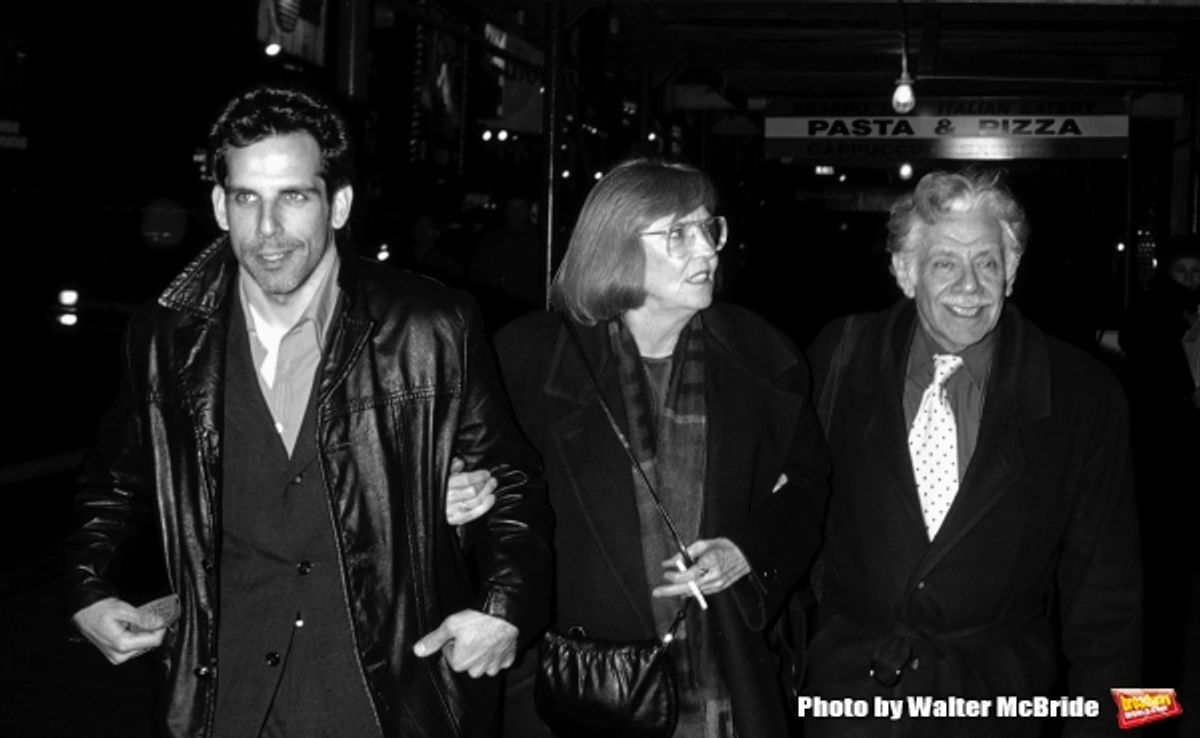 Ben Stiller  with his parents Jerry Stiller and Anne Meara Attending the opening night performance of THREE SISTERS at the Roundabout Theatre in New York City. May 21, 1998  at 