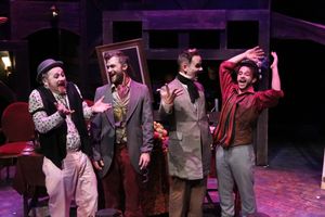 Mack''s gang - Crookfinger Jake (Kent Coffel), Bob the Saw (Luke Steingruby), Readymoney Matt (Brian Claussen), and Walt Dreary (Todd Micali), singing the ''Wedding Song'' @ BroadwayWorld Mack''s gang - Crookfinger Jake (Kent Coffel), Bob the Saw (Luke Steingruby), Readymo Photo