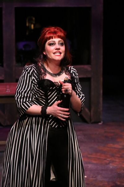 Mrs. Peachum (Sarah Porter) sings the ''Ballad of Dependency'' Photo
