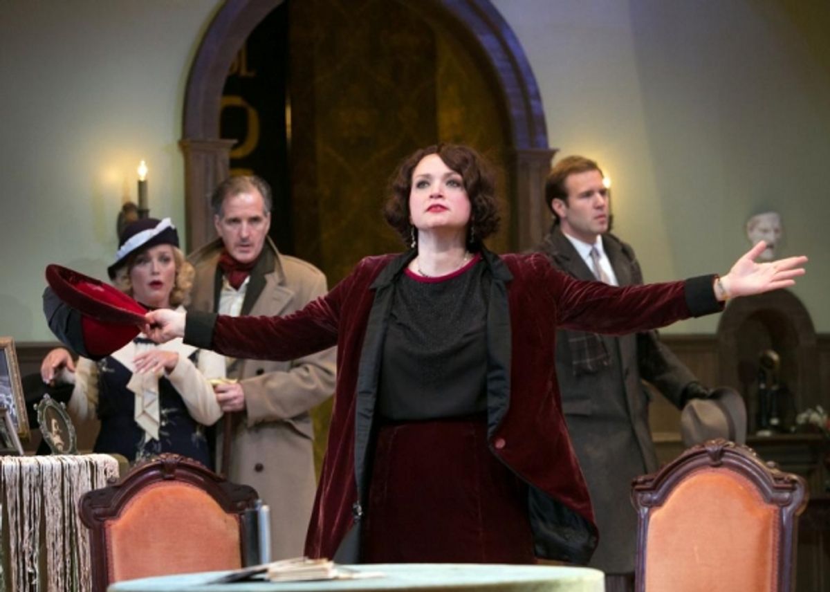 Julie Cavendish (Roxanna Hope) threatens to leave the theatre and the spotlight behind, as Kitty Dean (Allison Mackie), Herbert Dean (Matt Sullivan), and Perry Stewart (Tug Rice) look on. at 