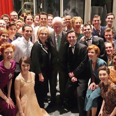 Max von Essen, Robert Fairchild, Leanne Cope and Cast with Bill Clinton and Hilary Cl Photo