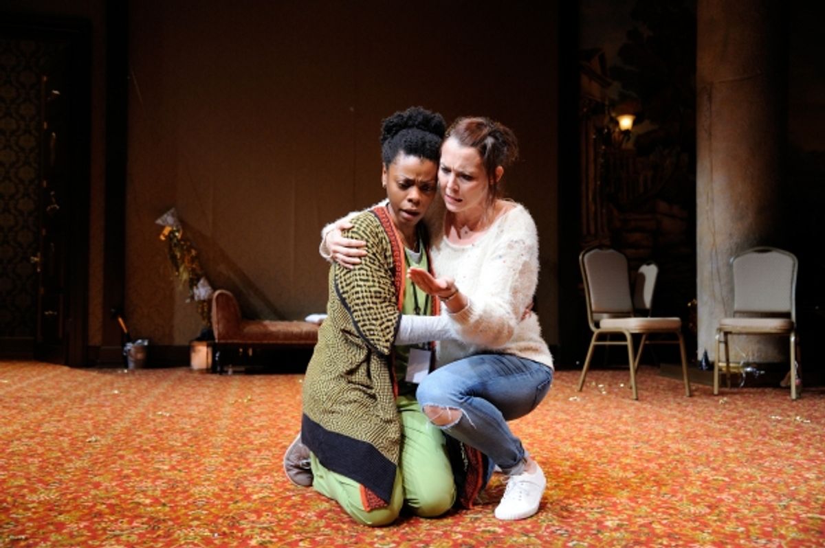 Mia Ellis as Joan and Rachael Warren as Tilly at 