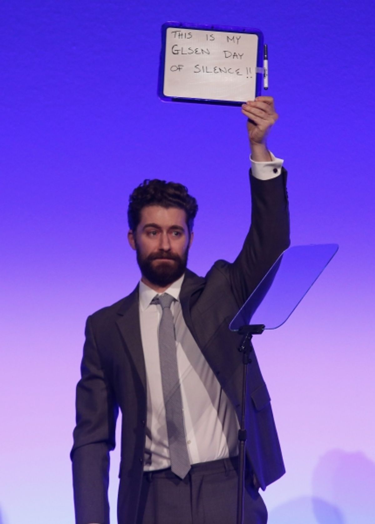 Actor Matthew Morrison ''speaks'' at the 2015 GLSEN Respect Awards. Photo by Bennett Raglin/Getty Images for GLSEN. at 