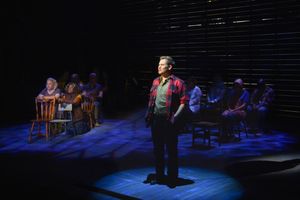 Chad Kimball (front) and the cast of La Jolla Playhouse''s world-premiere musical COM Photo