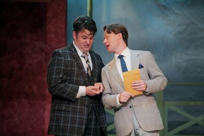 Matthew Lewis Johnson as Francis Henshall and one of his ''guvnors'' Justin McCombs a Photo