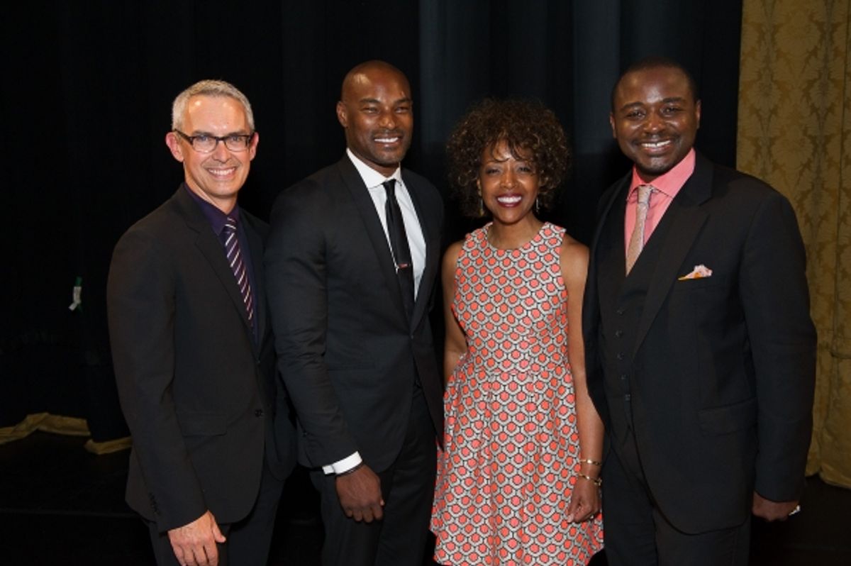AAADT Executive Director Bennett Rink, Gala Honorary Chair Tyson Beckford, Gala Co-Chair Gina Adams, and AAADT Artistic Director Robert Battle.  at 