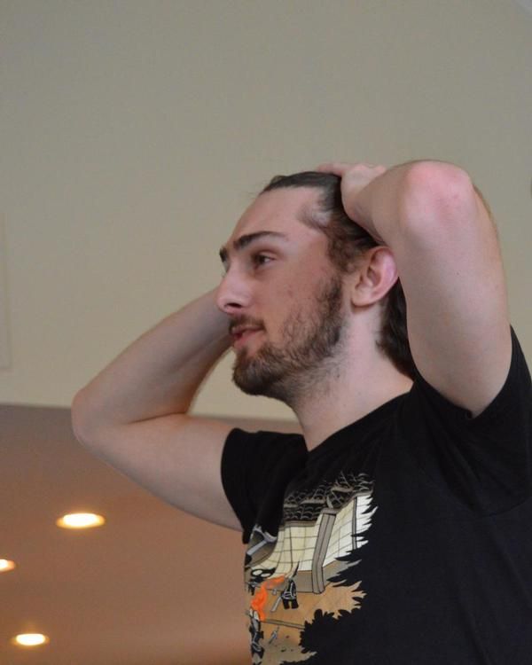 Jack Miller (Hamlet) rehearses for CPC Theatrical''s new production of Shakespeare''s Photo