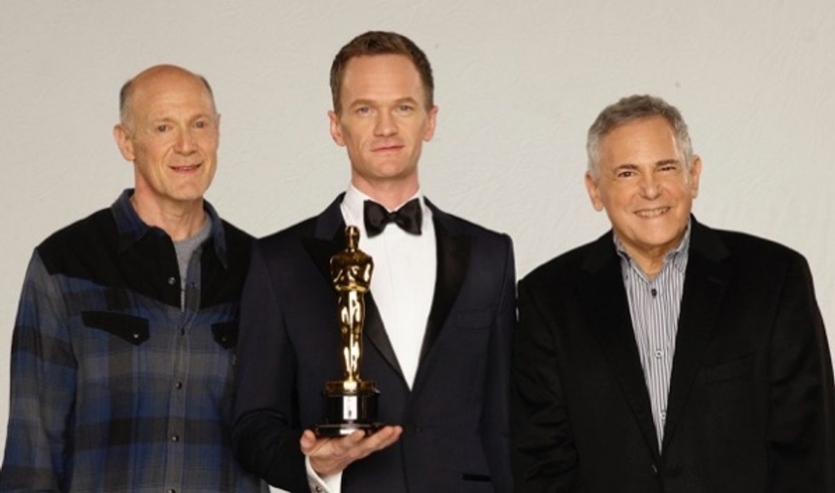 Craig Zadan & Neil Meron with 87th Oscars host Neil Patrick Harris at 