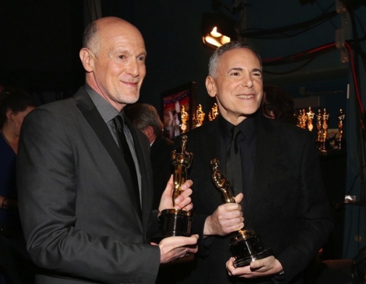 Neil Meron & Craig Zadan backstage during the Oscars telecast. at 