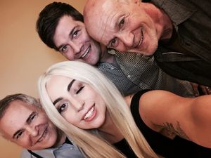Music rehearsal: Craig Zadan, Lady Gaga, music director Stephen Oremus & Neil Meron Photo