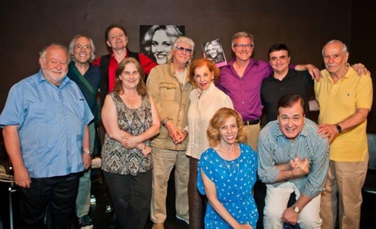 Foreground: Maddie Corman (co-star, ''Mr. President''), Lee Roy Reams (', ''Hello, Dolly!''). Standing: Jonathan Lynn (writer/', ''Clue''), Robert Klein (co-star, ''Sisters Rosensweig), Walter Willison (co-star, ''Two by Two''), Carol J. Baw at 