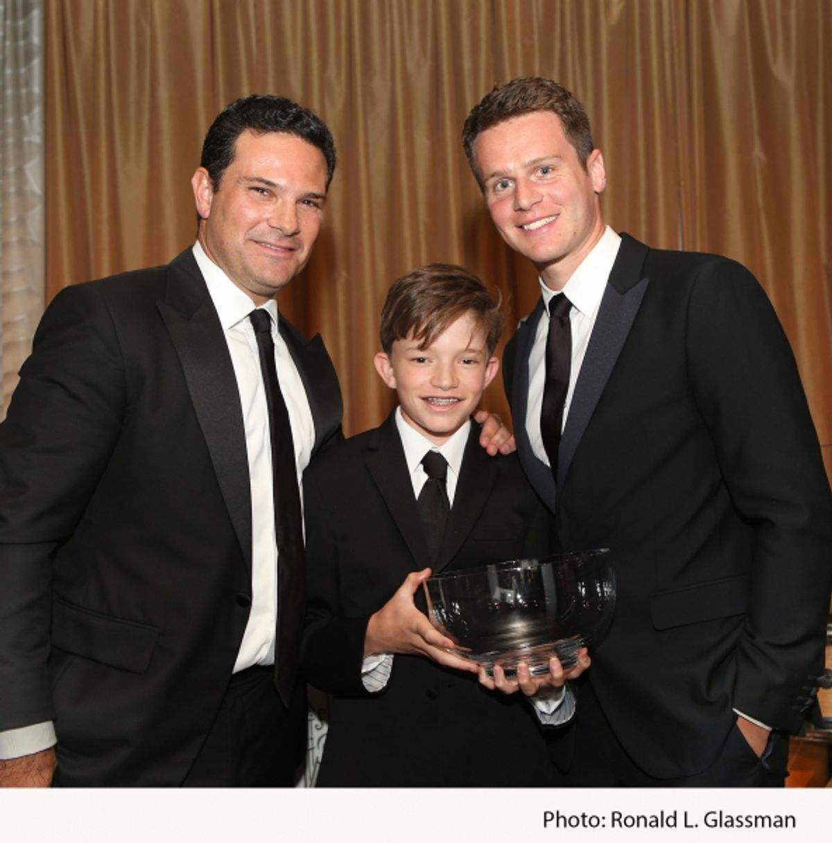 Jon Henes, Chapter Board Member; event honoree Sam Henes; award-winning actor and event emcee Jonathan Groff
 at 