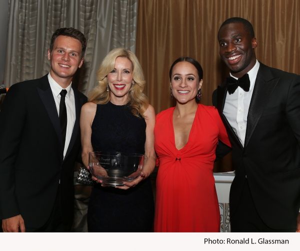 Award-winning actor and event emcee Jonathan Groff; event honoree Kim Campbell, wife  Photo
