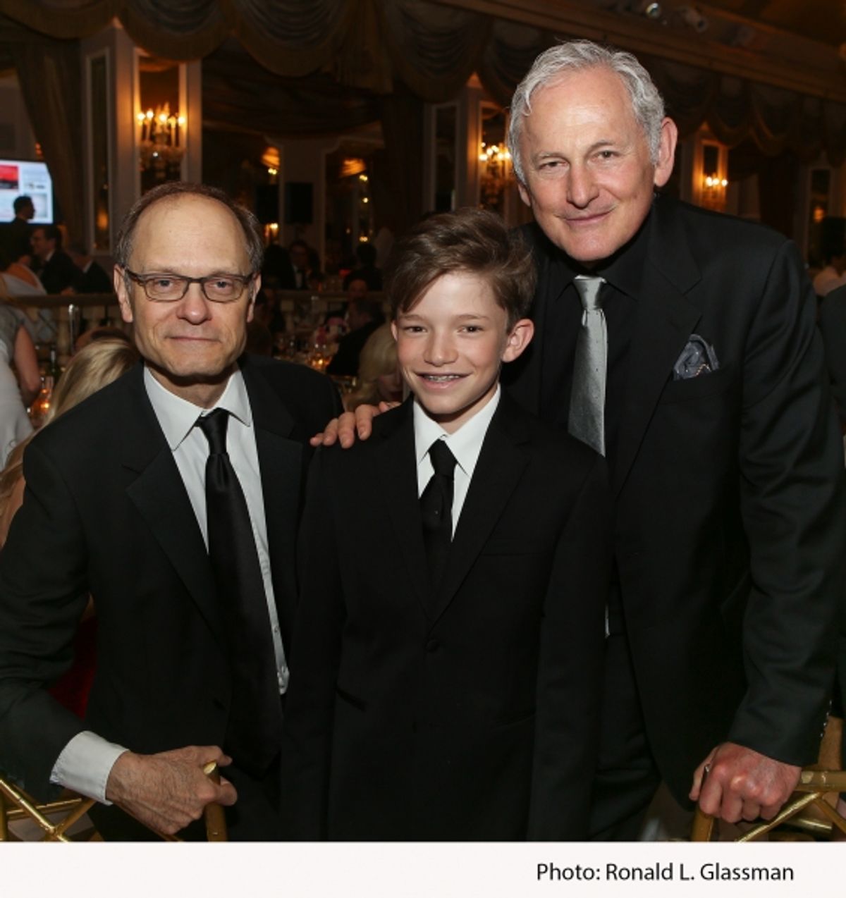 Tony Award winning actor David Hyde Pierce; event honoree Sam Henes; actor Victor Garber at 