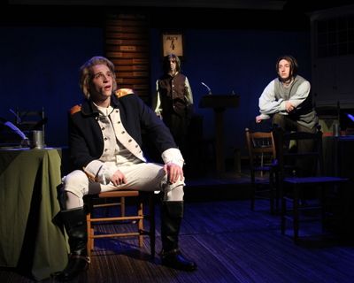 Lukas Miller as the Courier, Charles Barran as Andrew McNair and Connor Cook as the L Photo
