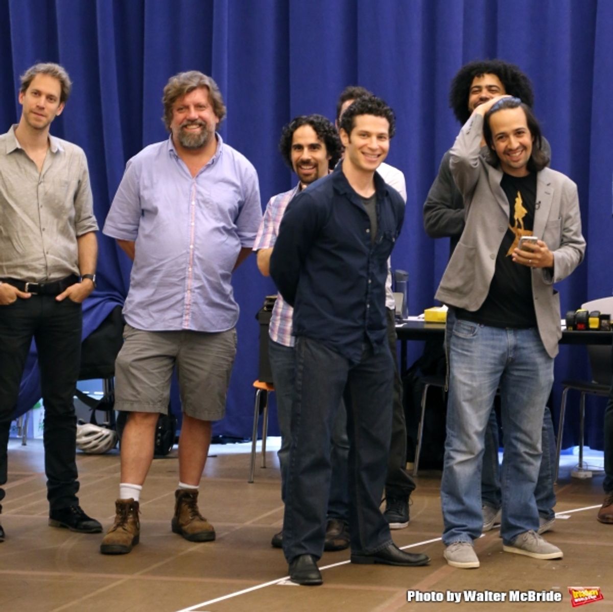 David Korins, Oskar Eustis, Andy Blankenbuehler, Alex Lacamoire, Thomas Kail, Daveed Diggs, Lin-Manuel Miranda   at 