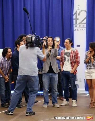 Lin-Manuel Miranda with Jonathan Groff on the iphone Photo