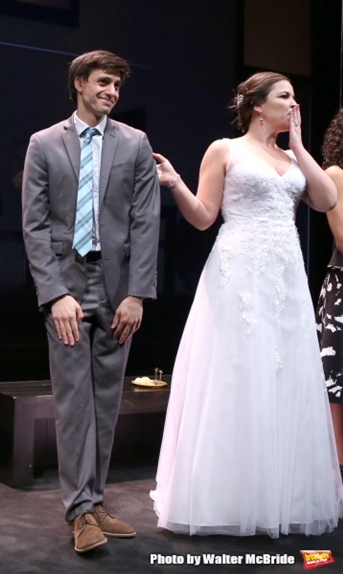 Gideon Glick and Lindsay Mendez during curtain call at the ''Significant Other'' Opening Night at Laura Pels Theatre on June 18, 2015 in New York City. at 