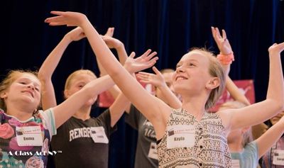 A Class Act NY students learning the Prologue and dance combination from INTO THE WOO Photo