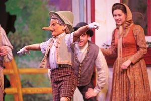 Pinocchio (Topher Cundith) sings ''I''ve Got No Strings'' as Geppetto (Nicholas F. Sa Photo
