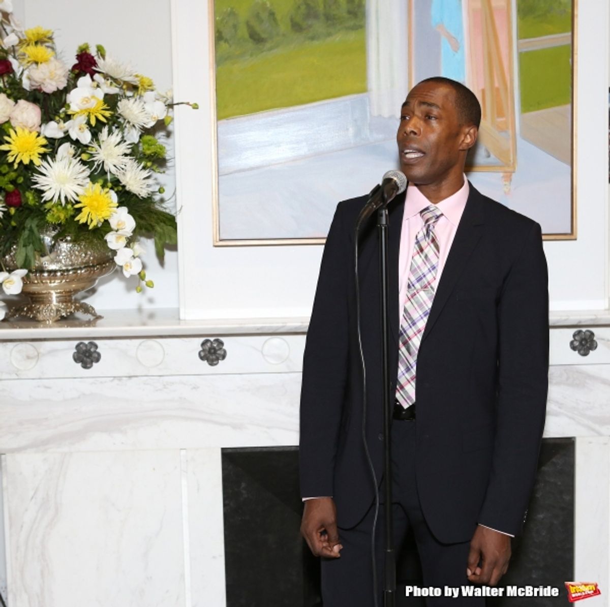 Michael McElroy performs at ''Parlor Night'' A benefit evening for The Broadway Inspirational Voices Outreach Program at the home of Roy and Jenny Neiderhoffer on June 22, 2015 in New York City. at 