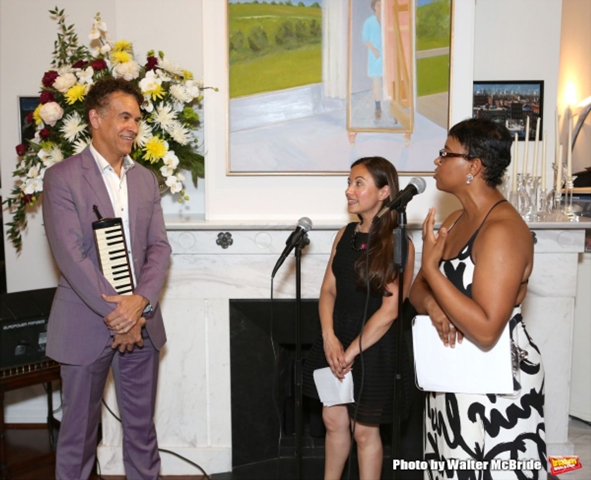 Brian Stokes Mitchell, Di Ana Pisarri and Schele Williams attend ''Parlor Night'' A benefit evening for The Broadway Inspirational Voices Outreach Program at the home of Roy and Jenny Neiderhoffer on June 22, 2015 in New York City. at 