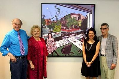 Prof. Emeritus Mel Leipzig, President Patricia C. Donohue, Trustee Carol Golden and T Photo