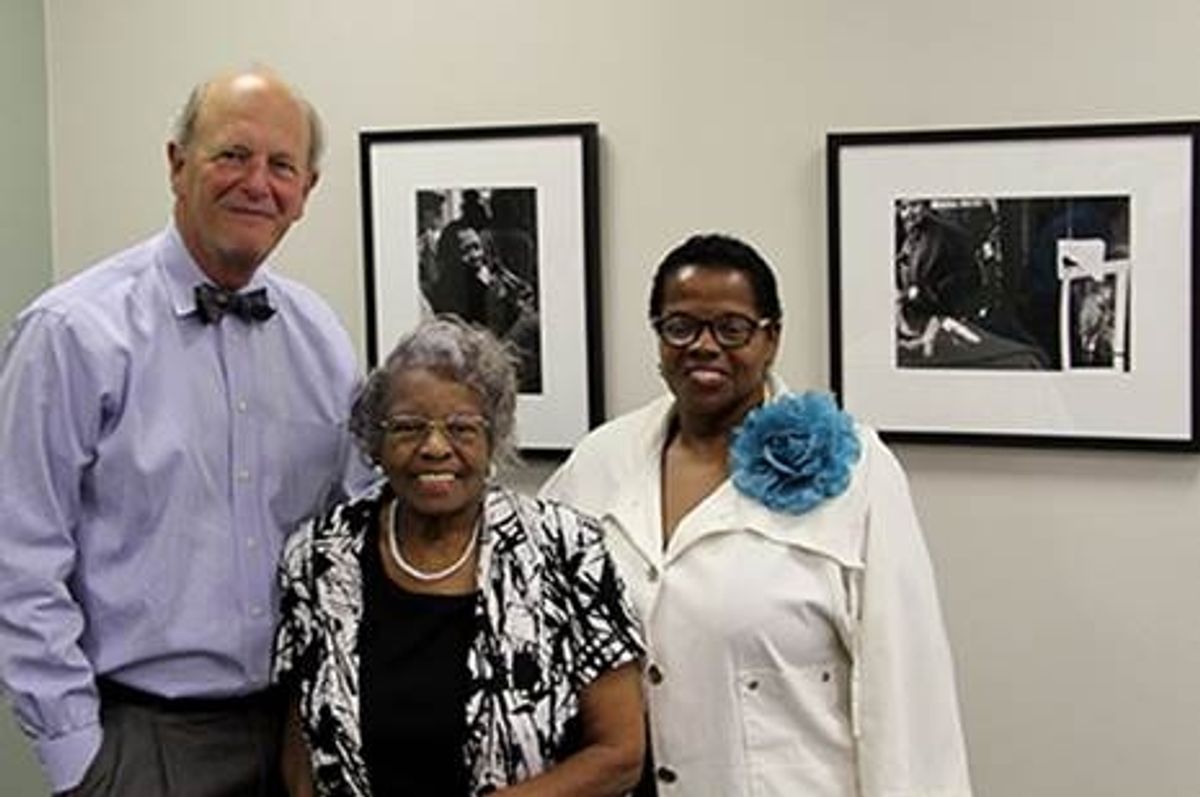 Vice President for College Advancement Ed Gwazda, Lou Draper''s daughter, Nell Draper Winston, and Cheryl Pelt, Director of the Lou Draper Foundation at 