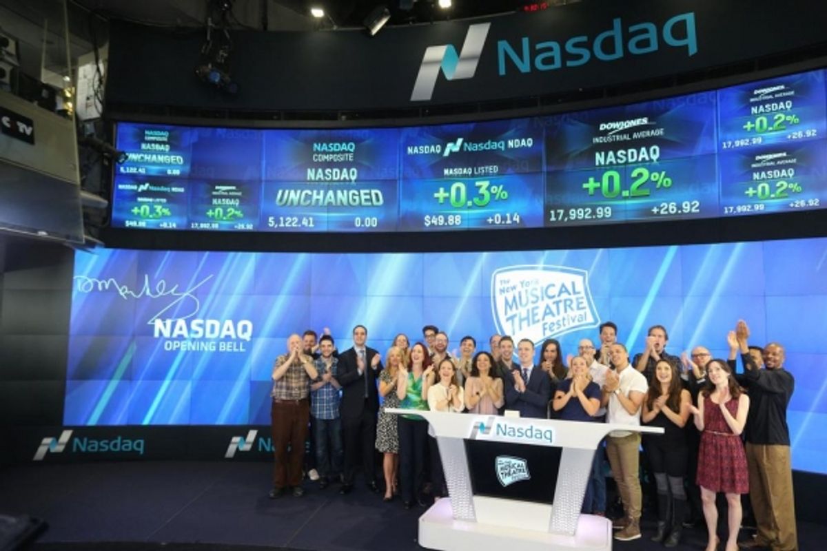 Executive Director and Producer of NYMF, Dan Markley, rang the NASDAQ opening bell with the teams behind five of this year''s productions. at 