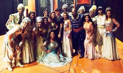 Adam Lambert with the Broadway cast of Disney's Aladdin Photo