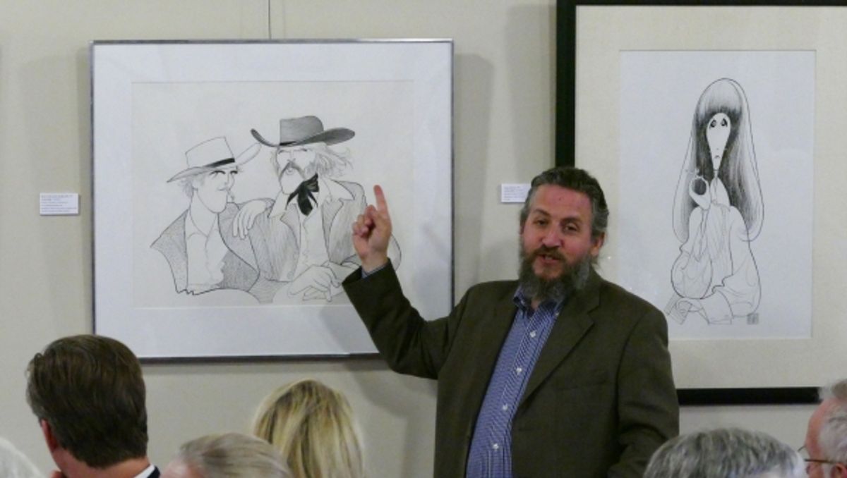 David Leopold, creative ' of The Al Hirschfeld Foundation and author of ''The Hirschfeld Century:  Portrait of an Artist and His Age,'' comments on Hirschfeld''s original works on loan from private collections for the one-night-only event.  at 