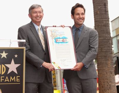 President and CEO of Hollywood Chamber of Commerce, Leron Gubler honors actor Paul Ru Photo