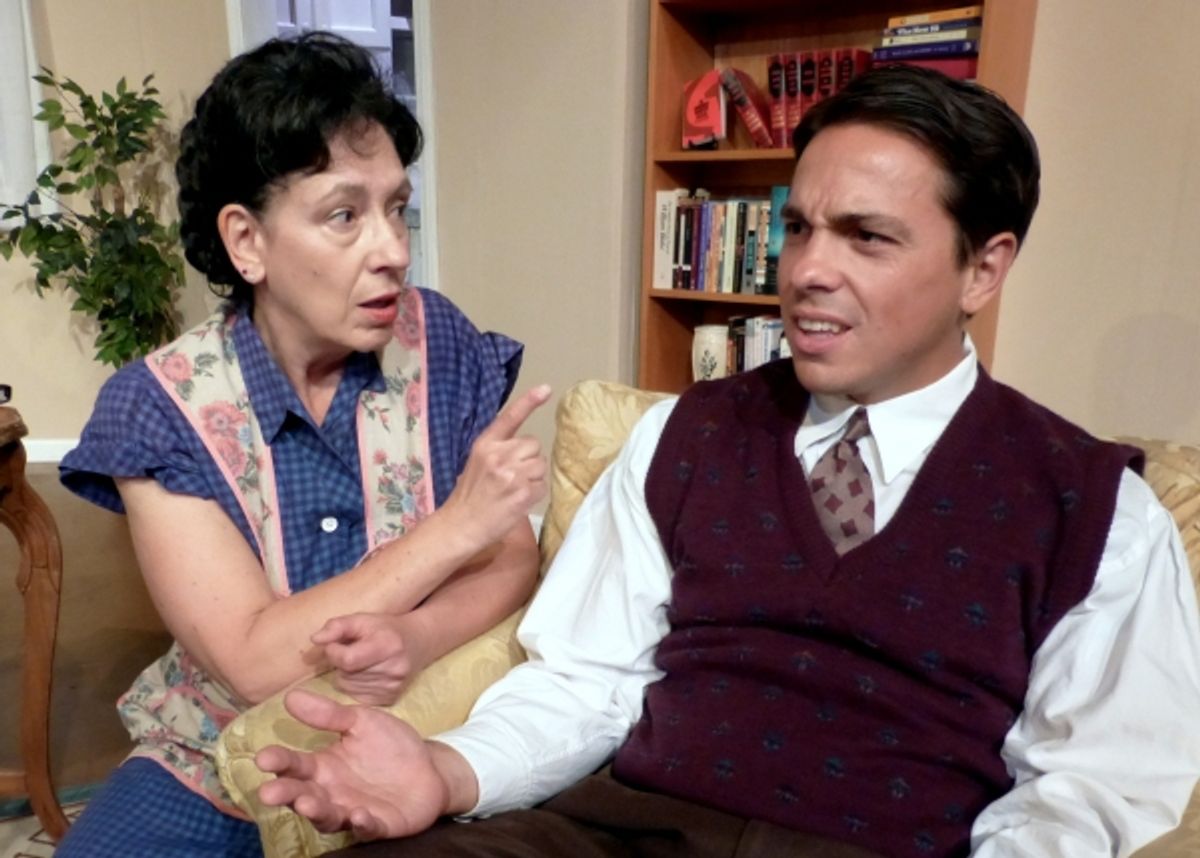 Kate (Lori Kaye) is shocked when her son Stanley (Louis Politan) cannot pay back the money he owes her. at 