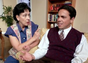 Kate (Lori Kaye) is shocked when her son Stanley (Louis Politan) cannot pay back the  Photo