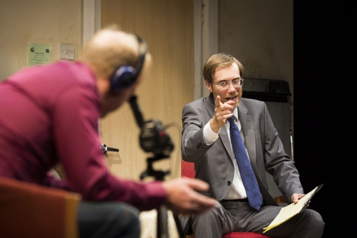 Steffan Rhodri as Morrie and Stephen Merchant as Ted at 