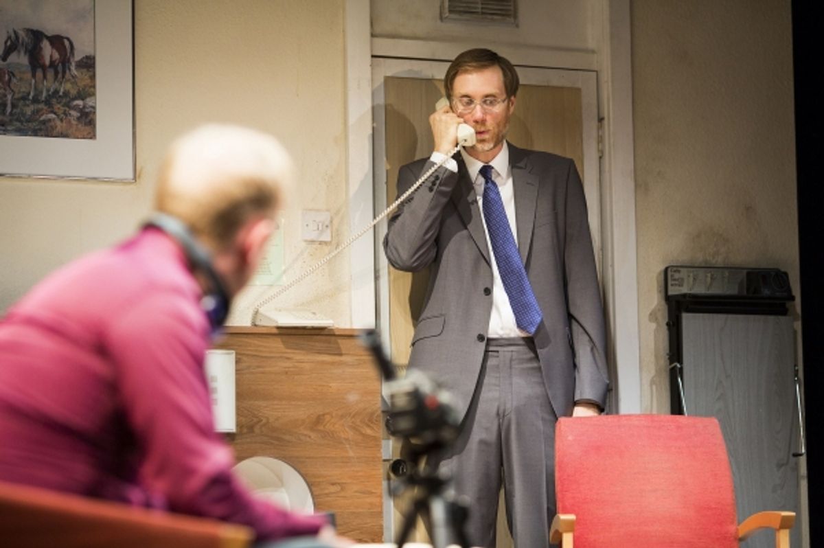 Steffan Rhodri as Morrie and Stephen Merchant as Ted at 