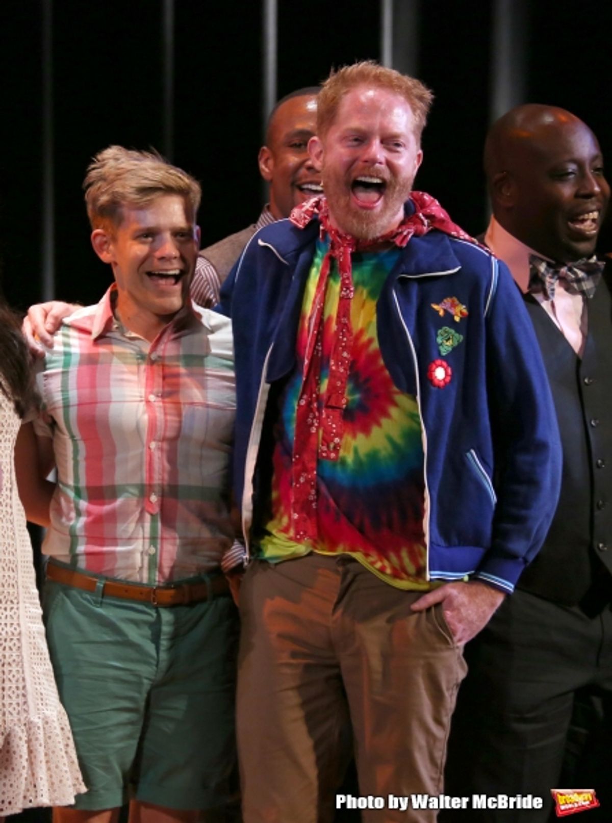 Andrew Keenan-Bolger and Jesse Tyler Ferguson during the Curtain Call for the One Night Only 10th Anniversary Concert of ''The 25th Annual Putnam County Spelling Bee'' at Town Hall on July 6, 2015 in New York City. at 
