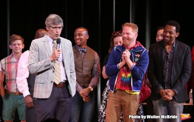 Mo Rocca, Jesse Tyler Ferguson and Derrick Baskin during the Curtain Call for the One Photo