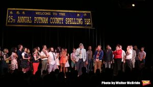 Mo Rocca with Cast Alumni featuring: Celia Keenan-Bolger, Jenni Barber, Dan Folger, Deborah S. Craig, Sarah Saltzberg, Jose Llana, Andrew Keenan-Bolger, Jesse Tyler Ferguson, Derrick Baskin, Lisa Howard and Jay Reiss during the Curtain Call for the One Ni @ BroadwayWorld Mo Rocca with Cast Alumni featuring: Celia Keenan-Bolger, Jenni Barber, Dan Folger, D Photo