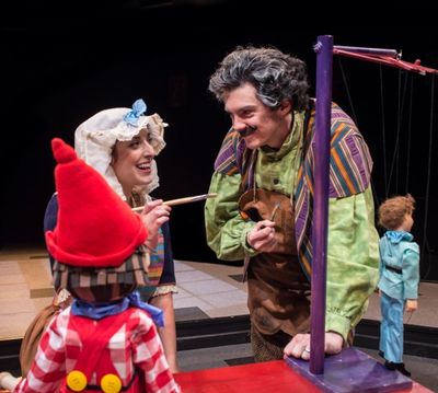 Dara Cameron as the Blue Fairy and Jarrod Zimmerman as Geppetto Photo