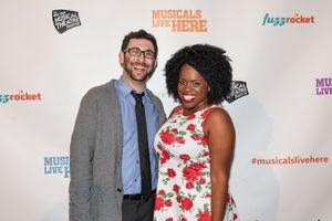 Evan Feist, ACAPPELLA Music ', with performer Janelle McDermoth at the NYMF opening p Photo