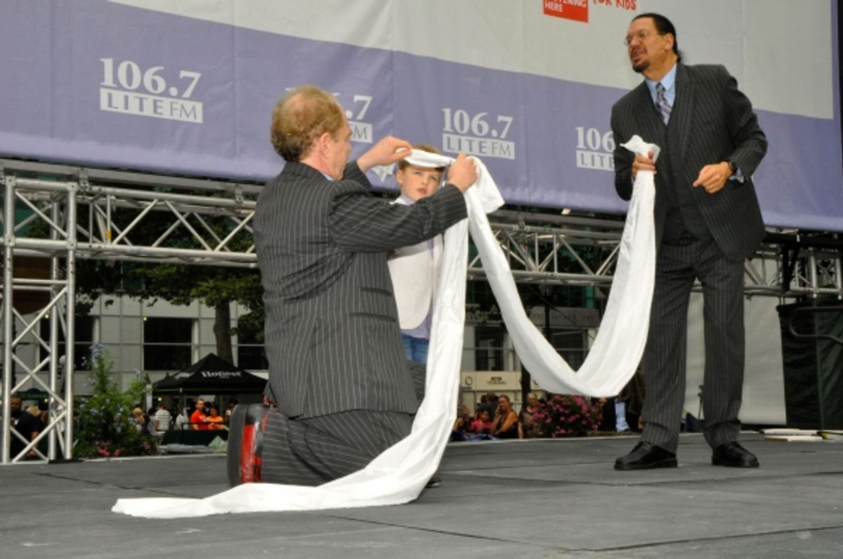 Iain Armitage with Raymond Teller and Penn Jillette at 