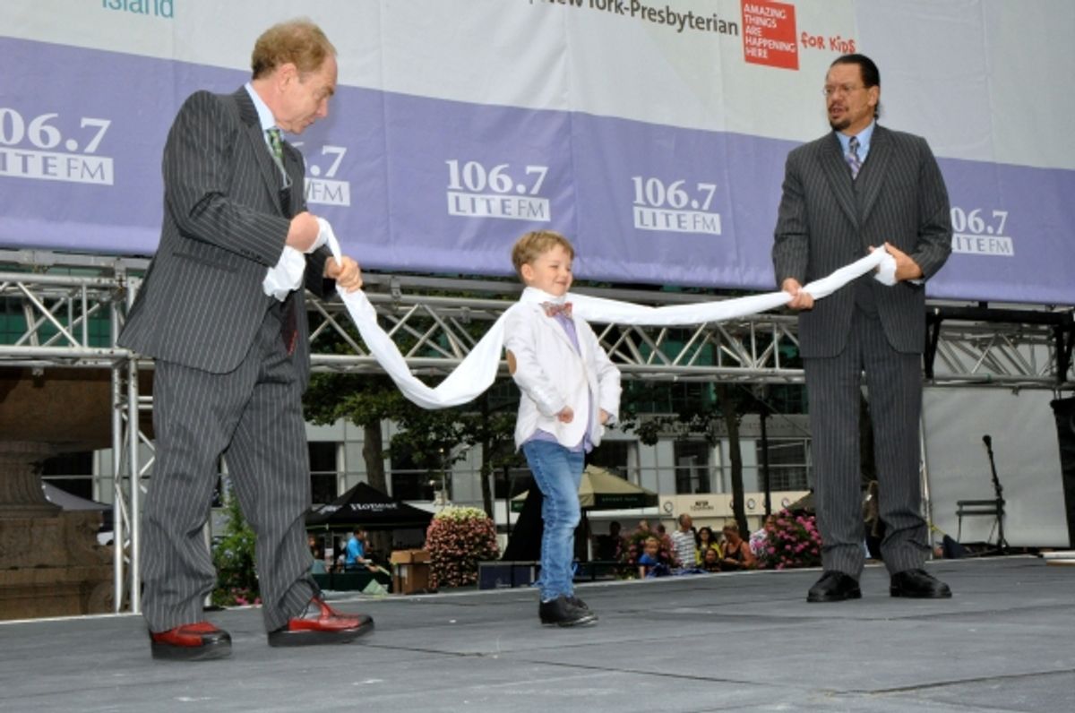 Iain Armitage with Raymond Teller and Penn Jillette at 